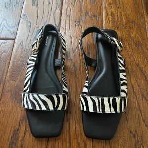 Zara Pony Hair, Leather Sandals size 39/8 New